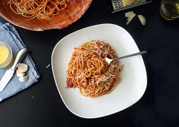 pastes, Espaguetis, aliments, italià, tomàquet, salsa, cuina