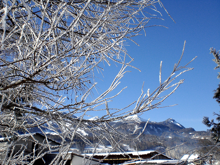 зимни, зимни, сняг, планини, снежна, село сцена зима, сняг поляна