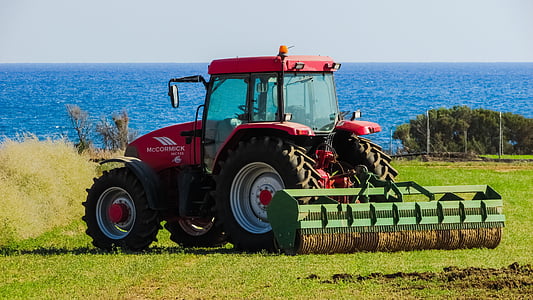 traktor, feltet, landlig, landbruk, gården, utstyr, maskiner