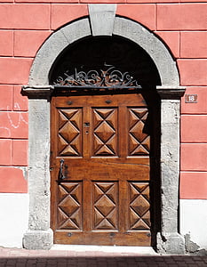 veco durvju, koka durvis, Francija, ciems, koka durvis
