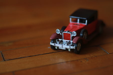 รถ, ฮิปสเตอร์, รุ่น, รถเก่า, รถสีแดง, ของเล่น, ไม้