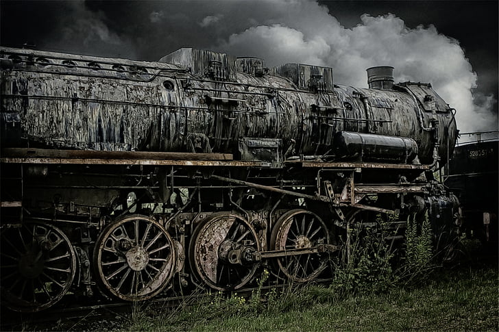 Loco, ατμομηχανή ατμού, τρένο, σιδηροδρόμων, από την ημερομηνία, Ναυάγιο τρένο, που κινούνται με ατμό