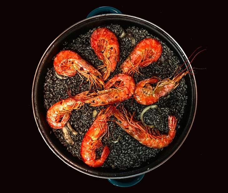 paella, black rice, spanish cuisine, rice, spanish food, food, power