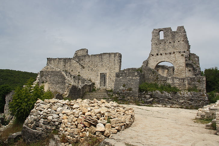 Croácia, Castelo, ruína, velho, pedras, história, Fort