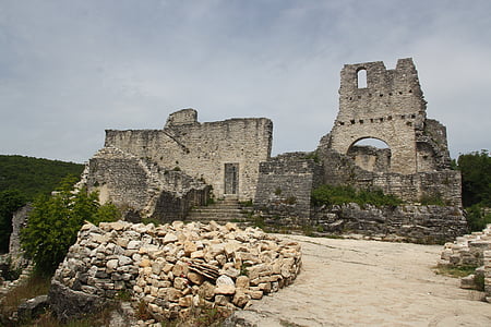 Kroatien, slott, ruin, gamla, stenar, historia, fort