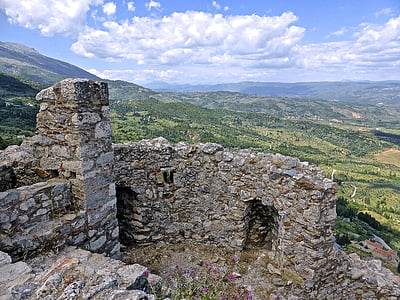 Mystras, Citadelle, forteresse, murs, Château, fortification, historique