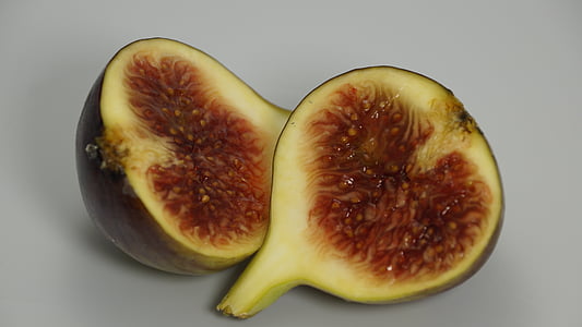 fig, fruit, cut, half, halves, sweet, food