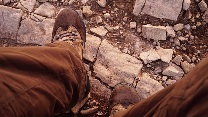 hiking, shoes, hiking shoes, mountaineering shoes, leather, nature, foot