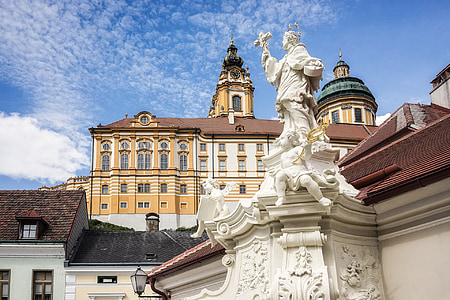 Melk, Rakúsko, kláštor, budova, barokový, historické, Stift
