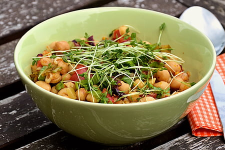 súp, Salad, cải xoong, cây giống, đậu, ăn, ăn trưa