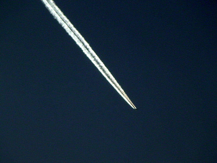 samolot, smug kondensacyjnych, smugi, niebo, samolot, powietrza, samolot