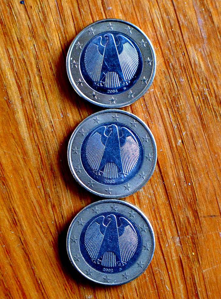 euro coins, 2 euro, coins, money, european currency, german euro, change