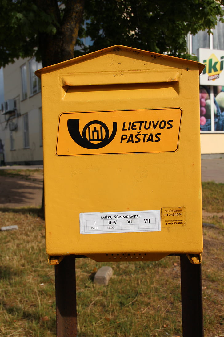 mailbox, lithuania, yellow, letter boxes