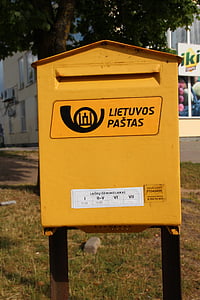 caixa de correio, Lituânia, amarelo, caixas de correio