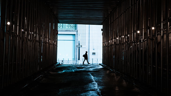 silueta, Foto, osoba, chôdza, v blízkosti zariadenia:, tunel, Dĺžka