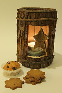 cookie, muffin, cookies, candlelight, rustic, brown