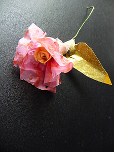 pink, paper flower, black, handmade, paper, art, flowers