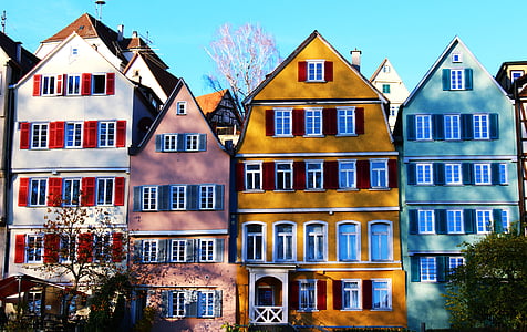 Tybinga, Stare Miasto, kolorowe, Neckar, Kościół, Historycznie, Rzeka