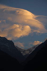 Gunung, awan, pagi, pemandangan, Himalaya