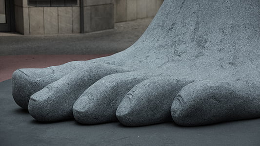 фут, пальці, гігант, скульптура, камінь, бетону