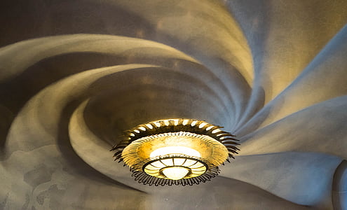 maison de Gaudi, au plafond, lumière, Barcelone, Espagne, orné, point de repère