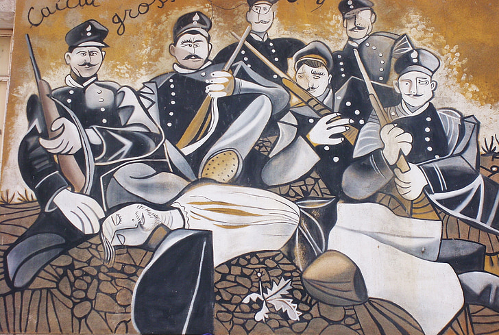 art de la rue, carabinier, police italienne, Sardaigne, Italie, orgo solo, fresque