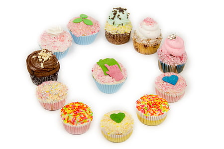 cupcakes, slik, Sød, Bageri, lækker, fløde, design