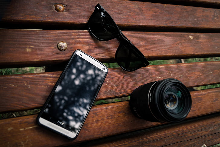 klupa, naočale, HTC, leća, koji se kreće telefon, smartphone, sunčane naočale