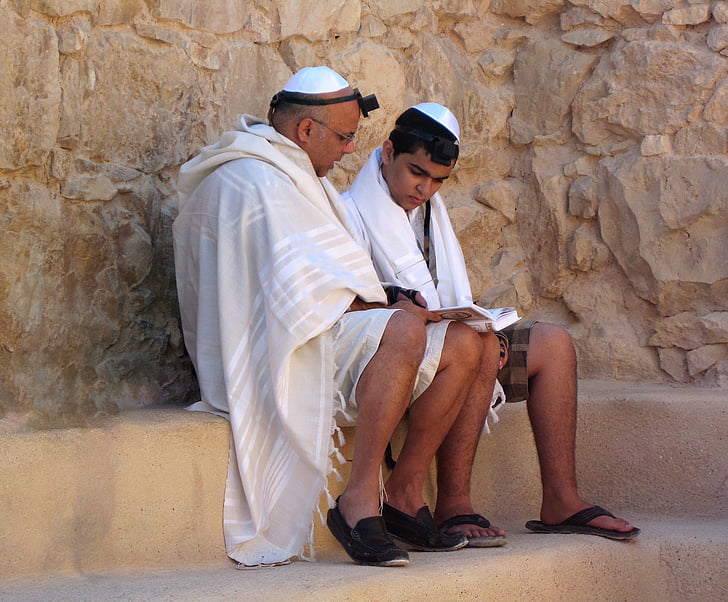 judaism, masada, israel, religion, father and son, religious study, two people