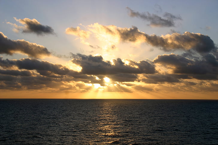 Oceano Atlantico, mare, tramonto, acqua, oceano, Atlantico, cielo