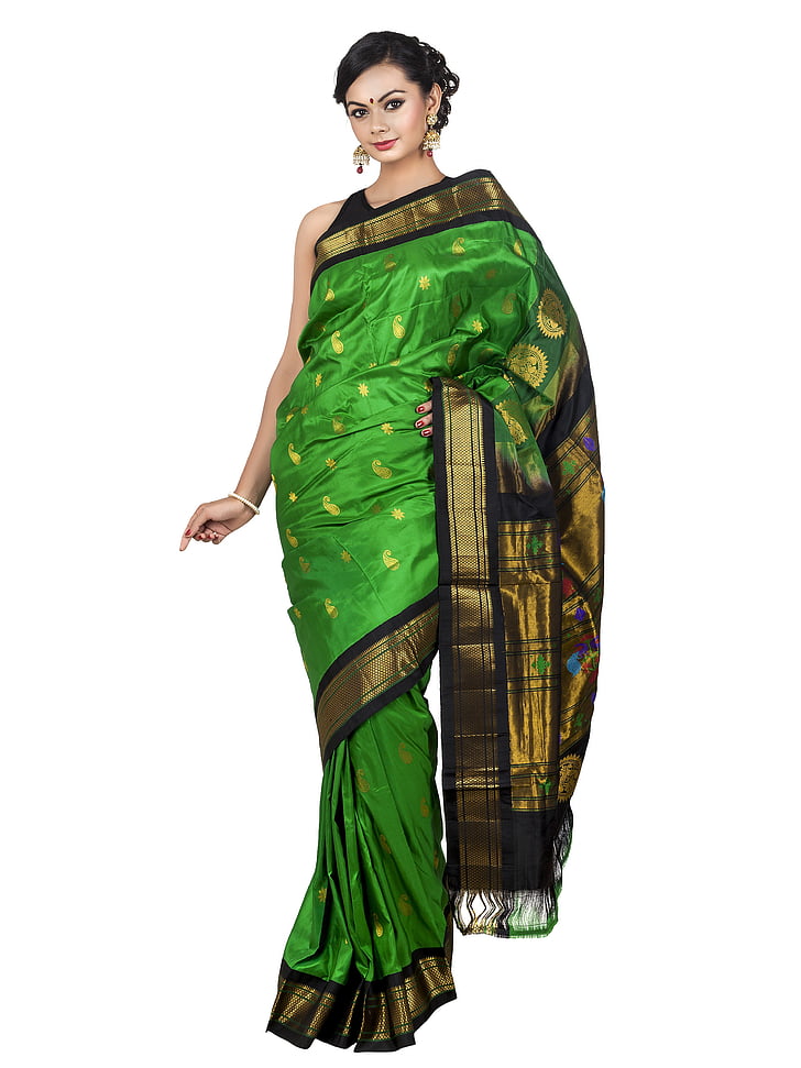 casament saree, col·lecció, paithani saree, paithani de seda, dona Índia, moda, model de