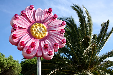 flor rosa, Parc d'atraccions, panell