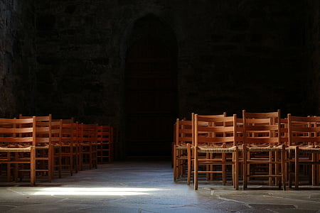 church, audience, chairs, light, row of chairs, wooden chairs, theater