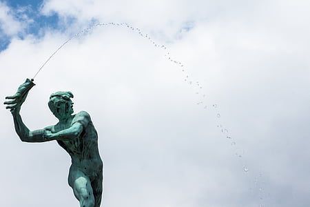 brabobrunnen, фонтан, площі Гроте Маркт, Бельгія, Антверпен, фігура, Бронза