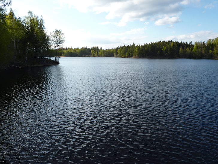 abendstimmung, sjön, naturen, Sverige, vatten, landskap