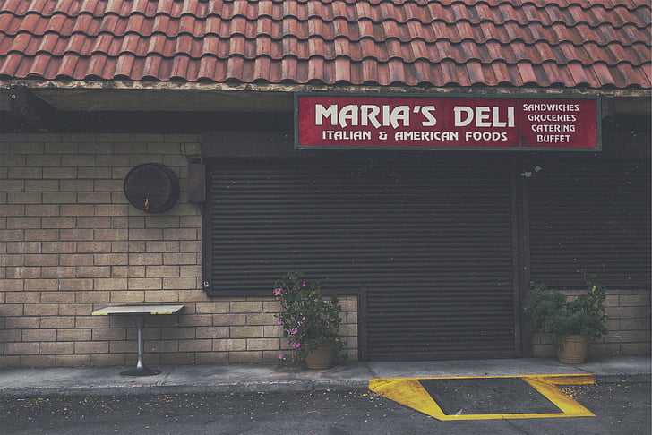 maria, s, deli, signage, groceries, food, store