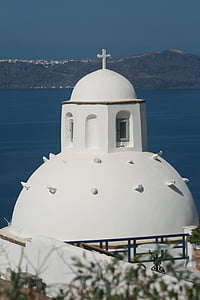 Grecia, Santorini, Cicladi, Isole Cicladi, Oia, Chiesa, Mar Egeo