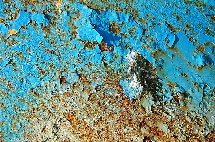 textura, pintura de color blau, òxid