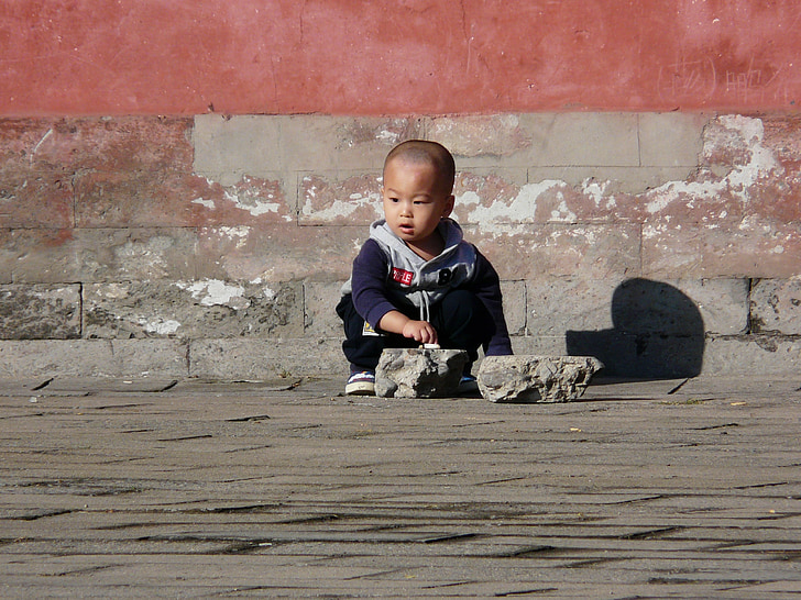 Kid, China, Chinees, Peking, Gelukkig, kind
