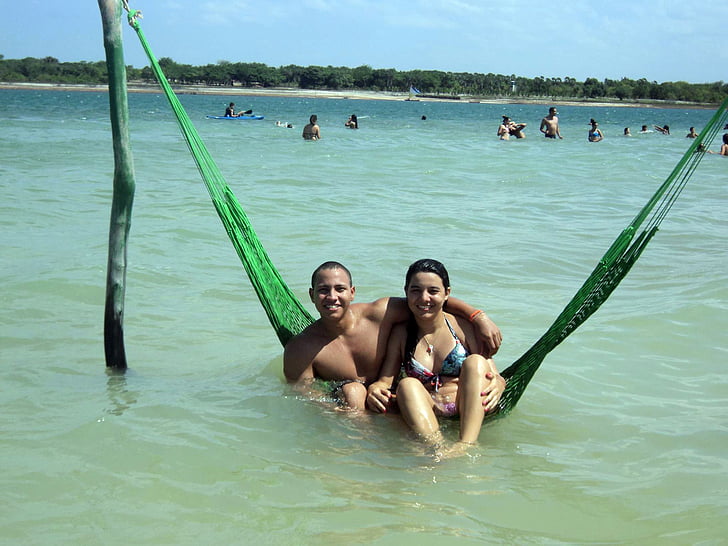 Jericoacoara, laguna azul, agua, Playa, amor, Ceará, familia