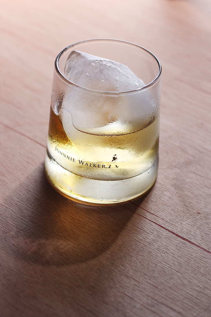 verre, glace, whisky, whisky, walker Johnnie