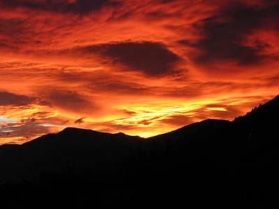 sunset, afterglow, föhnstimmung, föhn clouds, red, hair dryer, mood