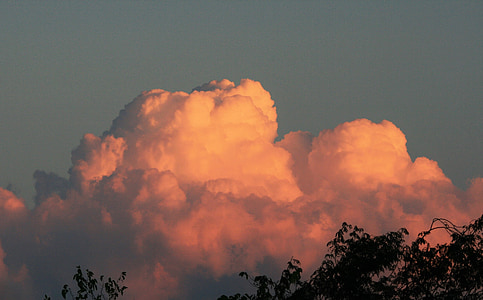nube Cumulus, nube, rosa, grandes, Majestic, Cumulus, puesta de sol