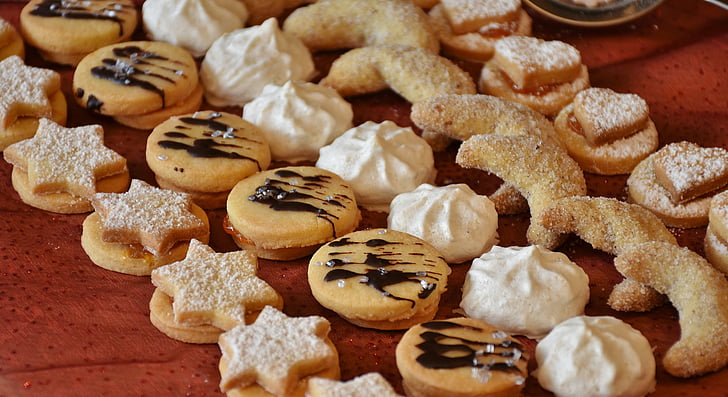 galleta, galletas de Navidad, forma de cono, Crescent, Vanillekipferl, galletas, Cueza al horno