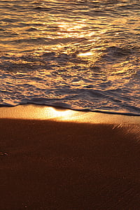 nisip, plajă, mare, natura, apus de soare, val, vara