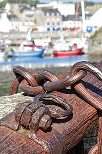 ancla, barco, Puerto, mar, muelle, cadena, anillos