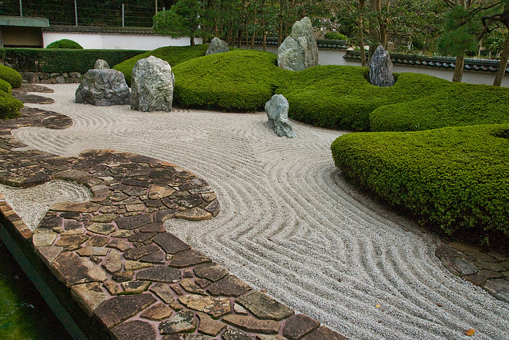 jardin, Japonais, sec, paysage, Zen, paisible, tranquil