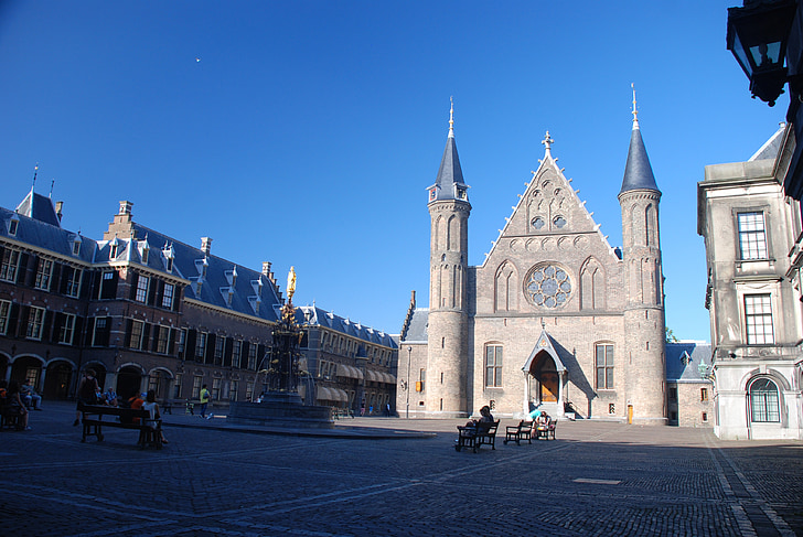 внутрішній дворик, ridderzaal, Пам'ятник, Гаага, синій, повітря, місце проживання