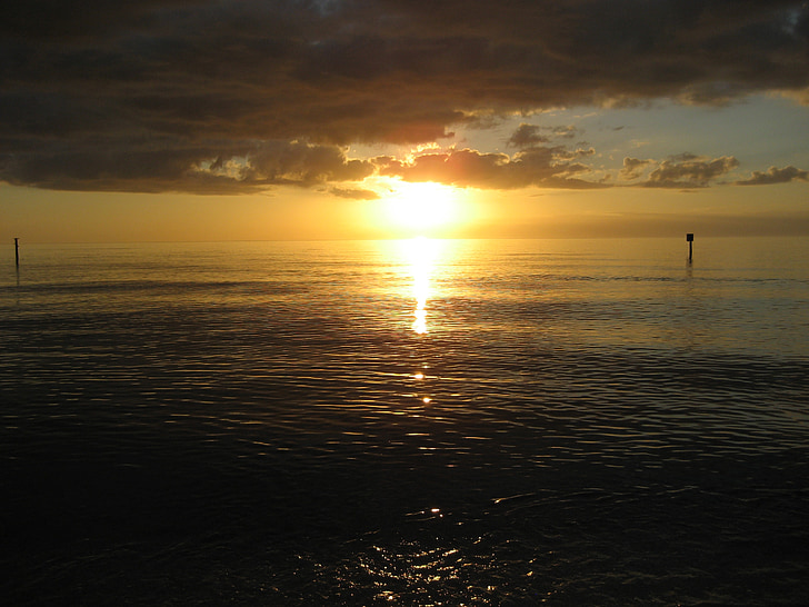 solnedgång, stranden, Florida, havet, Ocean, semester