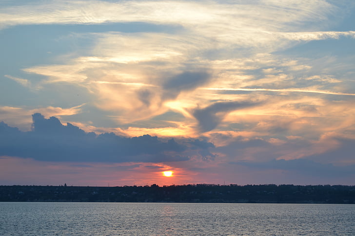 Sunset, floden, Cloud, Sky, udendørs, Panorama, aften